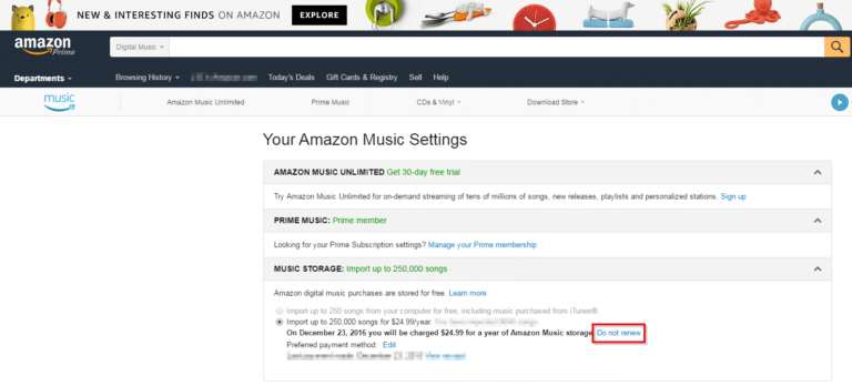 cancelling amazon music subscription