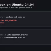 Terminal before and after: bwrap RTM_NEWADDR error before the AppArmor profile, ok after
